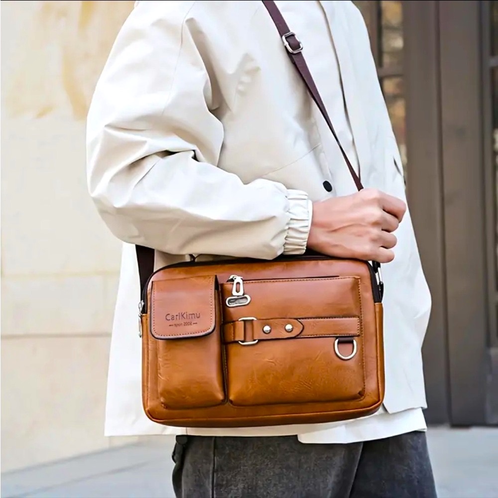 Vintage Style Messenger Bag - Vintage Explorer Sling Bag, Multi-Pocket Bag - Picture 5 of 15